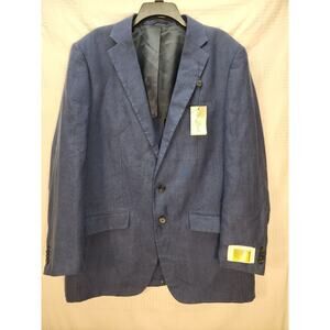 Palm Beach Bradley Classic-Fit Linen Suit Jacket Padded Shoulders Blue 44 Long